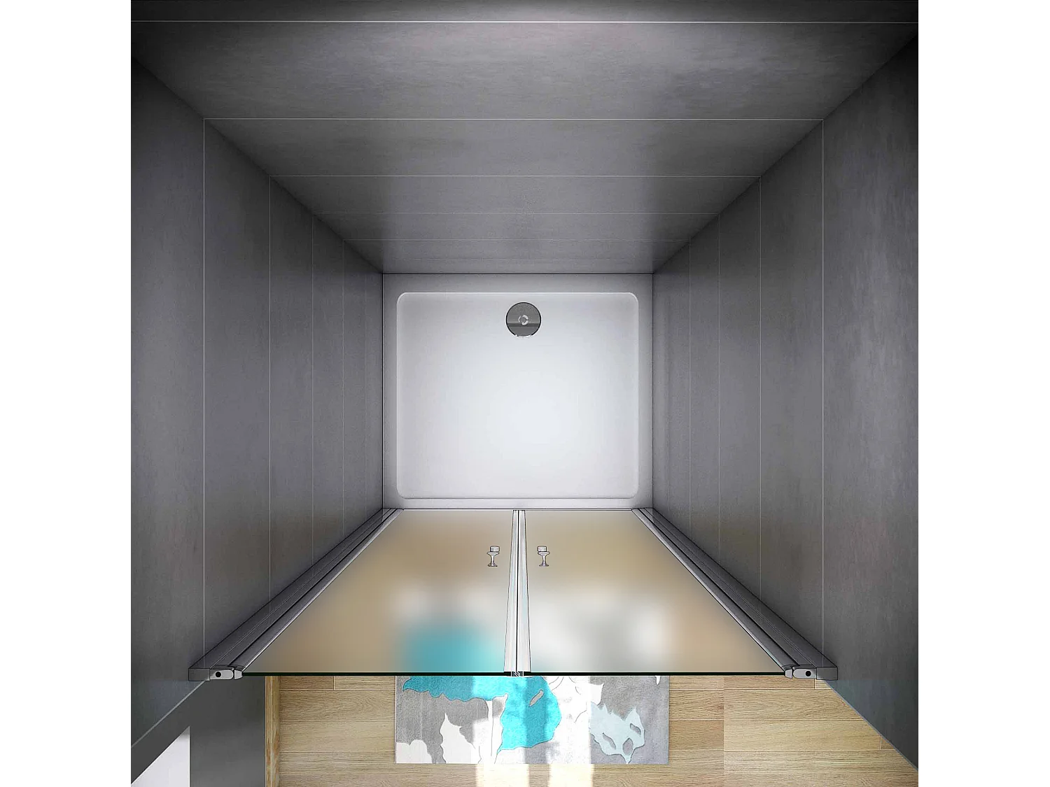 H.185 cm Box Doccia Per Nicchia 110 cm Doppia Porta Battente Saloon In Vetro 6 mm Temperato Satinato Anticalcare