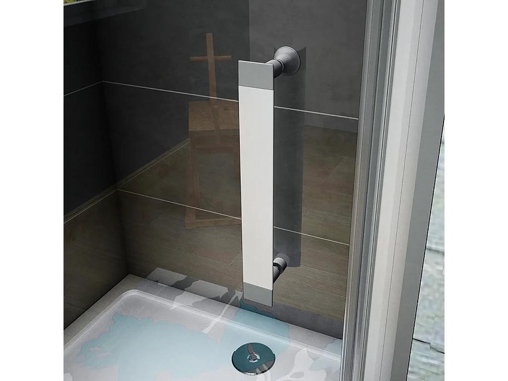 185 cm Box Doccia per Nicchia Porta Battente Vetro Temperato 5 mm Trasparente Profilo in Alluminio Argento Opaco 80 cm