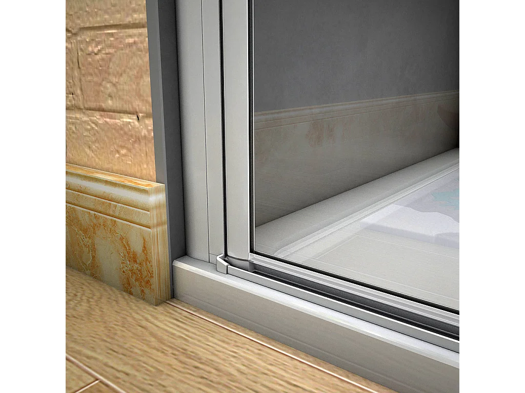 185 cm Box Doccia per Nicchia Porta Battente Vetro Temperato 5 mm Trasparente Profilo in Alluminio Argento Opaco 90 cm