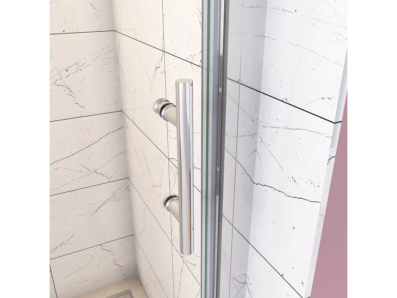 H.185 cm Box Doccia per Nicchia Porta Girevole Battente Vetro Temperato 5 mm Trasparente  Profili Cromati Lucidi Misura 90 cm