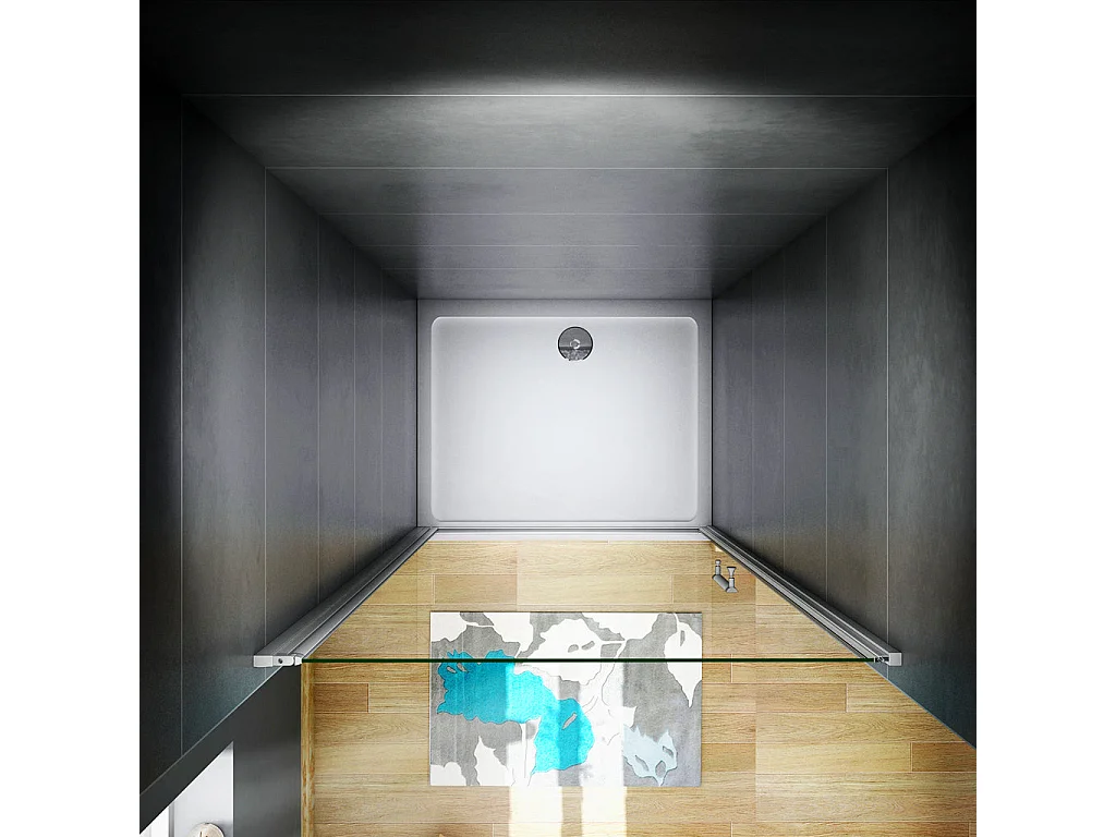 185 cm Box Doccia per Nicchia Porta Battente Vetro Temperato 5 mm Trasparente Profilo in Alluminio Argento Opaco 70 cm