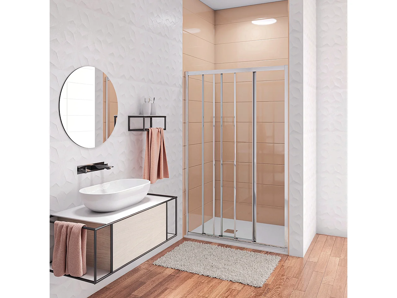 195 cm Box Doccia per Nicchia Porta Scorrevole ad Ante Sovrapposte Vetro Temperato 6 mm Trasparente Anticalcare Profili Cromati Lucidi 120 cm