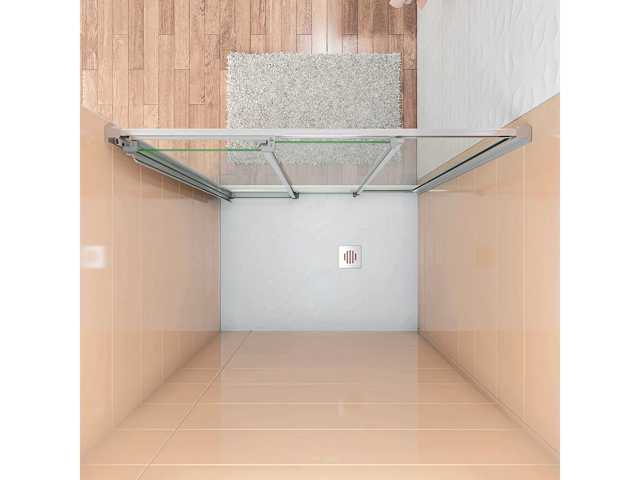 195 cm Box Doccia per Nicchia Porta Scorrevole ad Ante Sovrapposte Vetro Temperato 6 mm Trasparente Anticalcare Profili Cromati Lucidi 140 cm