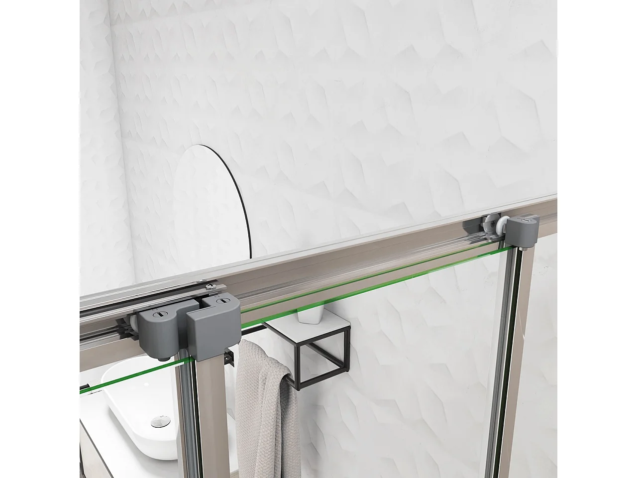 195 cm Box Doccia per Nicchia Porta Scorrevole ad Ante Sovrapposte Vetro Temperato 6 mm Trasparente Anticalcare Profili Cromati Lucidi 140 cm