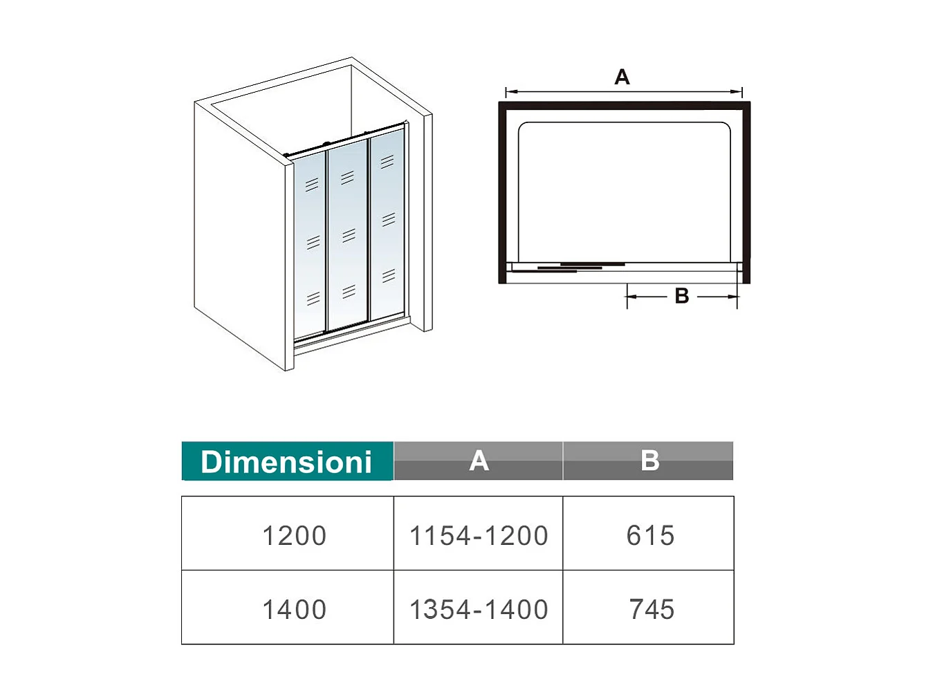 195 cm Box Doccia per Nicchia Porta Scorrevole ad Ante Sovrapposte Vetro Temperato 6 mm Trasparente Anticalcare Profili Cromati Lucidi 140 cm