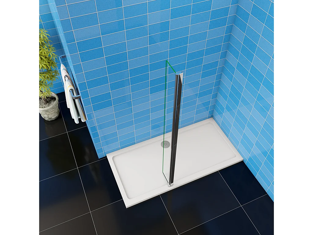 Paretina mobile per Walk In da 40 cm Altezza 200 cm Vetro Temperato Trasparente da 8 mm Anticalcare Telaio Cromato Lucido