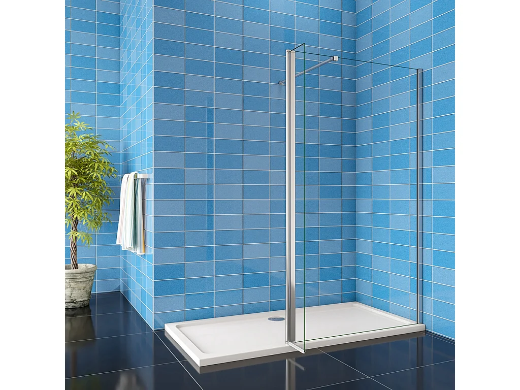 Walk In 190 cm Parete Doccia con Paretina Mobile 30 cm in Vetro 8 mm Temperato Anticalcare 70 cm Barra Stabilizzatrice da 90 cm