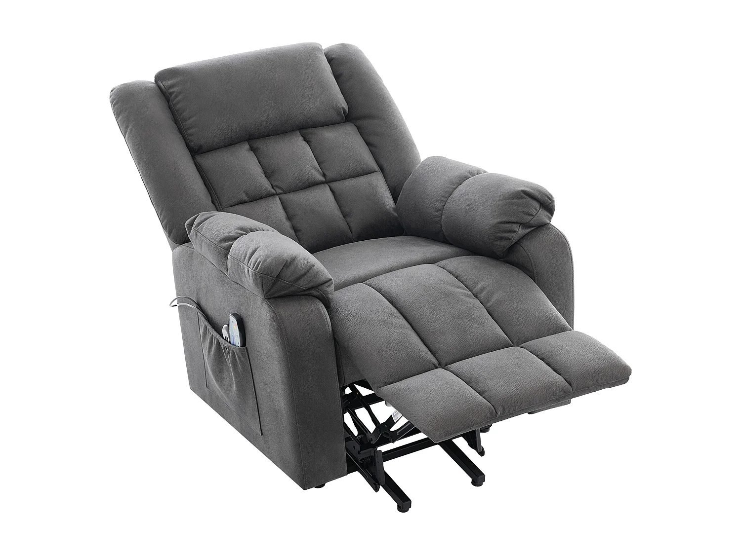 Fauteuil relax électrique avec fonction massage et chauffage - Poches latérales et USB - Gris
