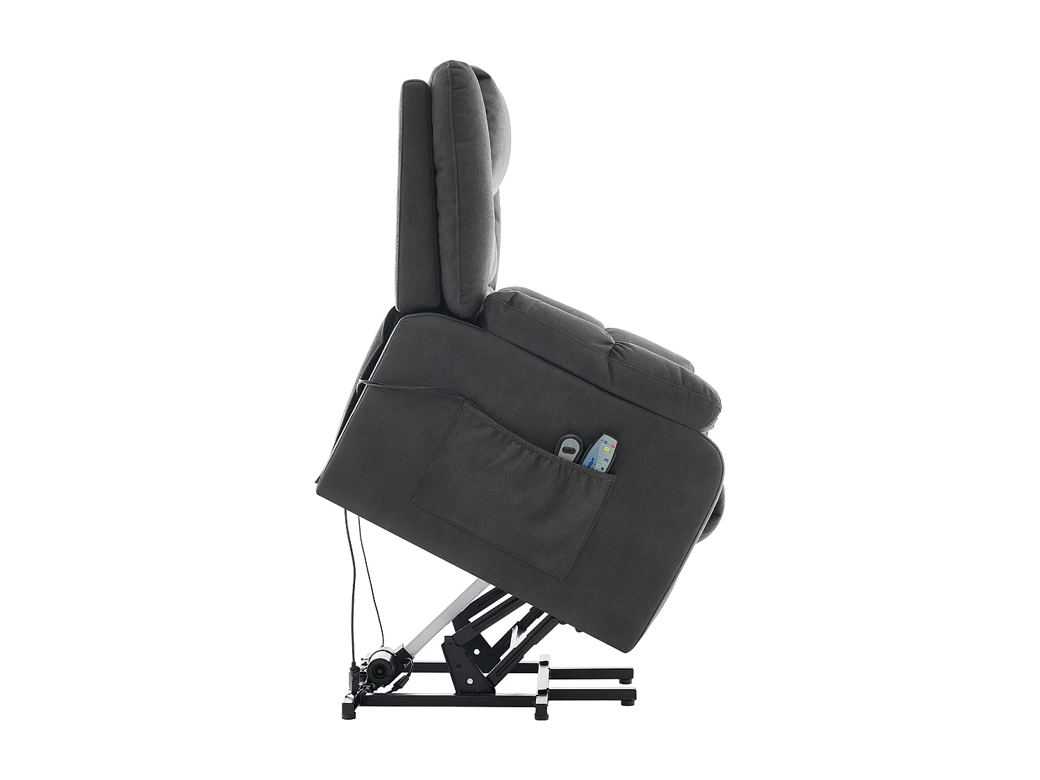 Fauteuil relax électrique avec fonction massage et chauffage - Poches latérales et USB - Gris