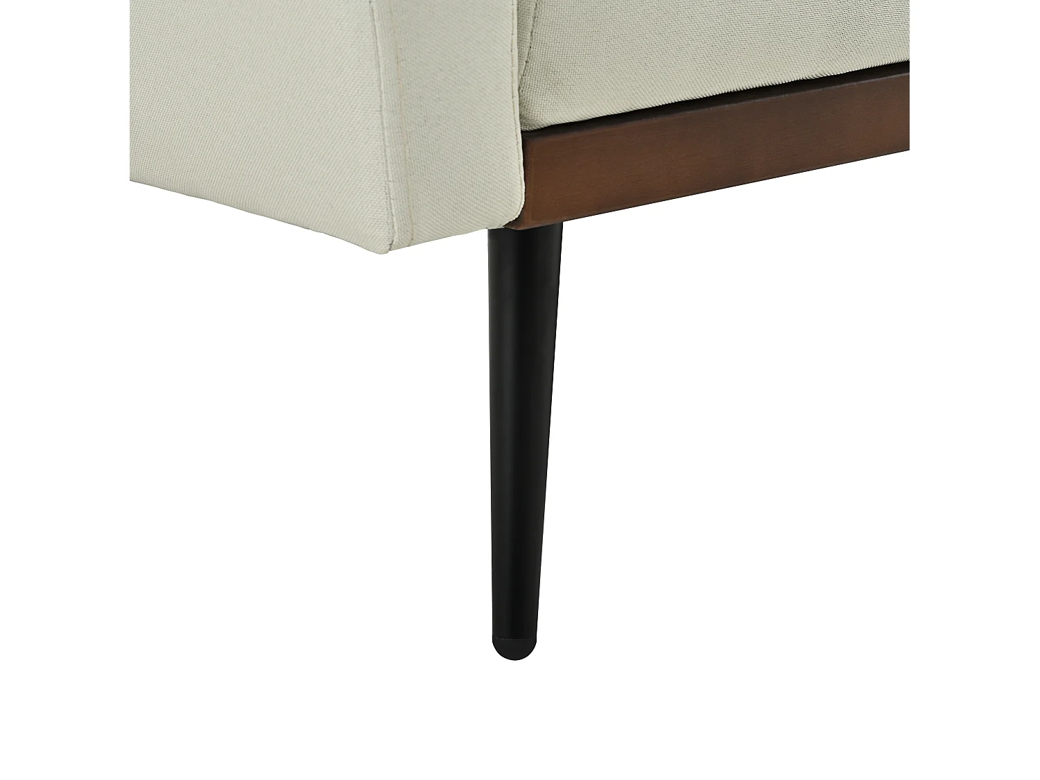 Canapé 2 places convertible avec accoudoirs - Dossier réglable 5 positions - Pieds en métal - Tissu lin beige