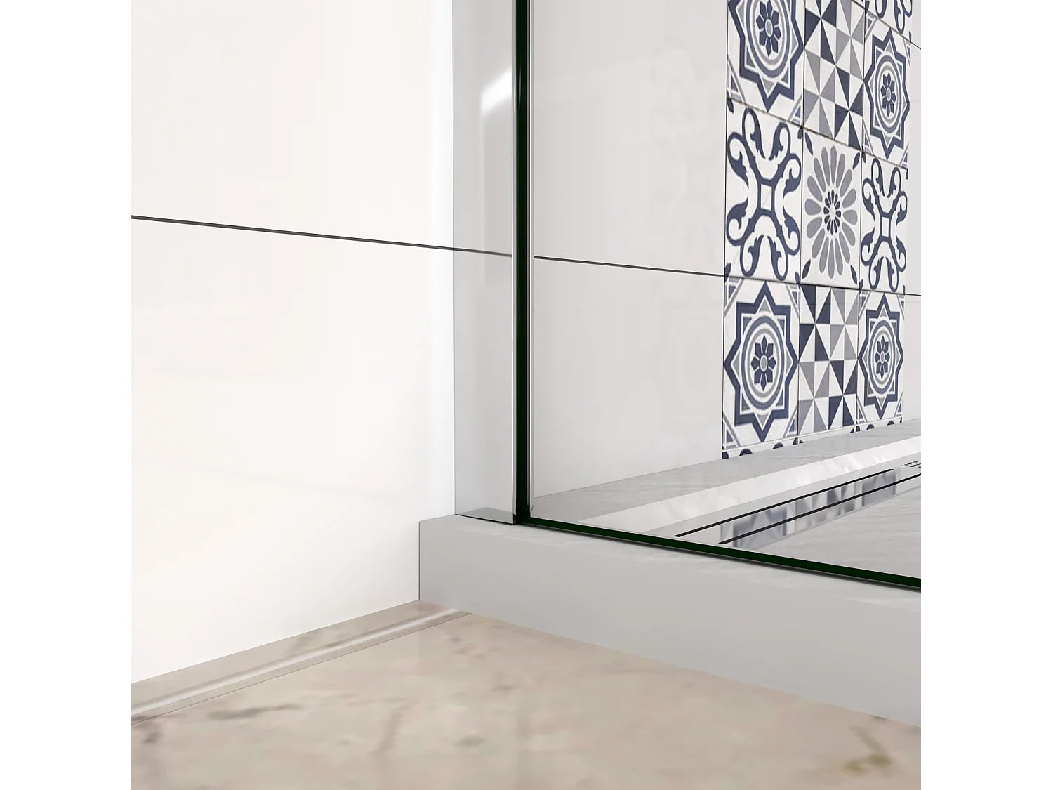 Box Doccia Walk In 90x190 cm Vetro 8 mm Anticalcare Trasparente Barra Stabilizzatrice da 90 cm Mensola Doccia 90 cm