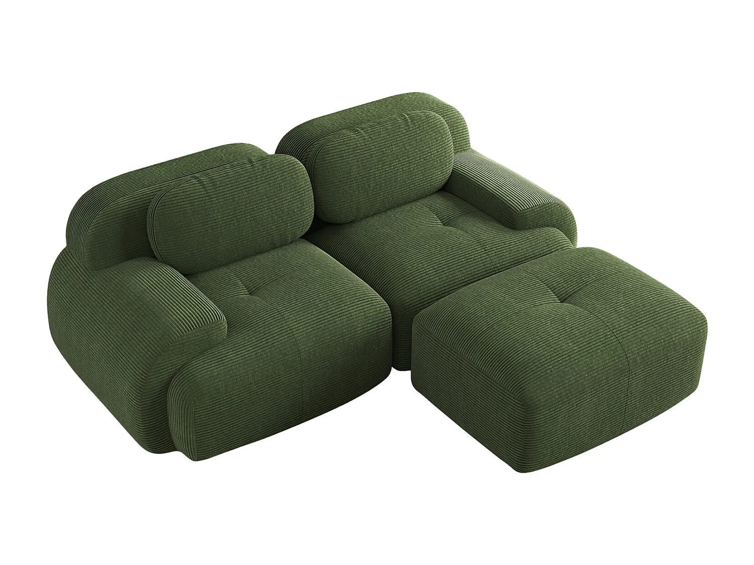 Canapé d'angle - avec accoudoirs incurvés - rembourrage en mousse haute élasticité - velours côtelé - vert