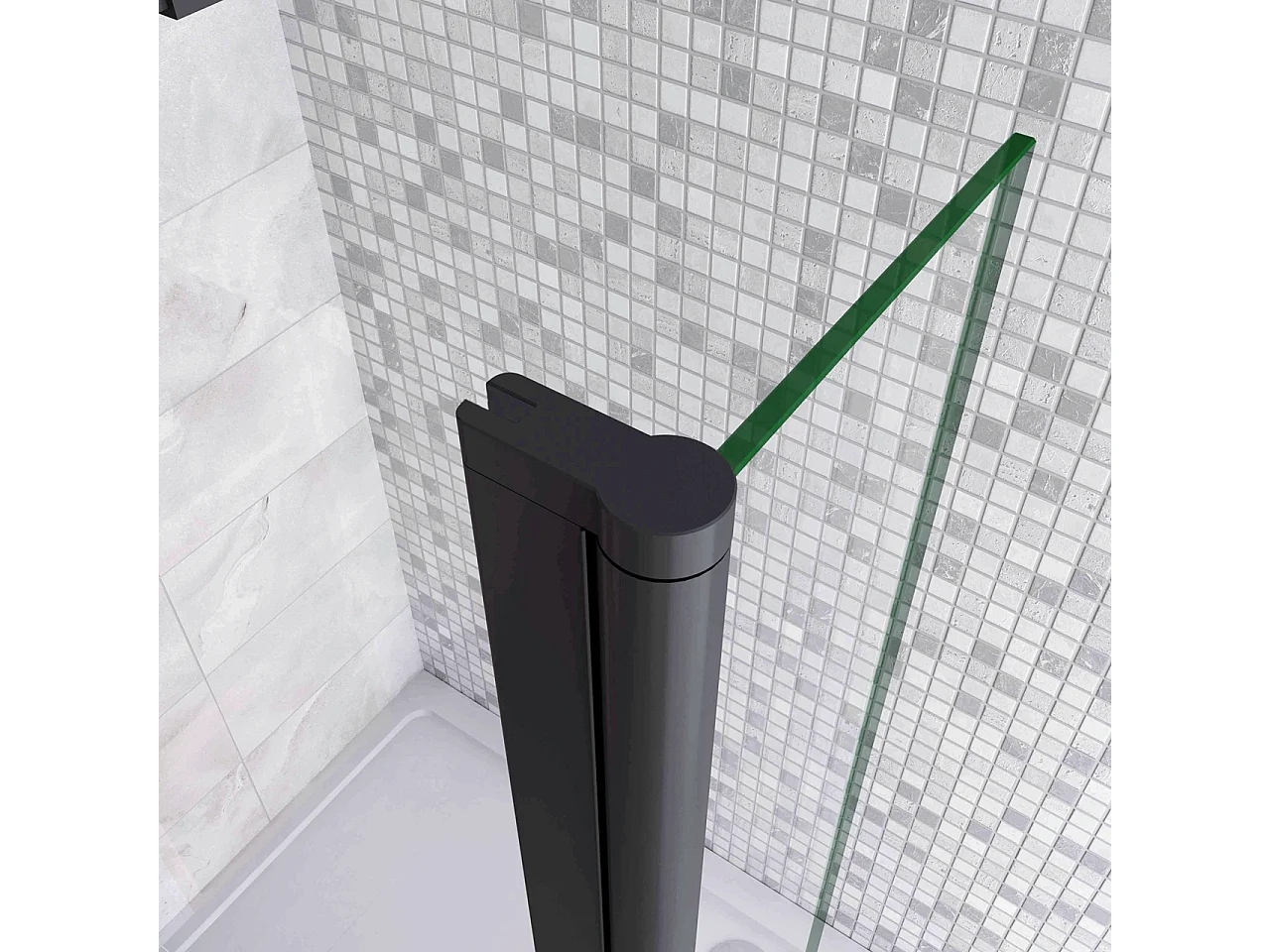 30x200 cm Doccia Walk In Paretina Movibile Paraspruzzo Vetro Temperato da 8 mm Trasparente Anticalcare Telaio Nero Opaco