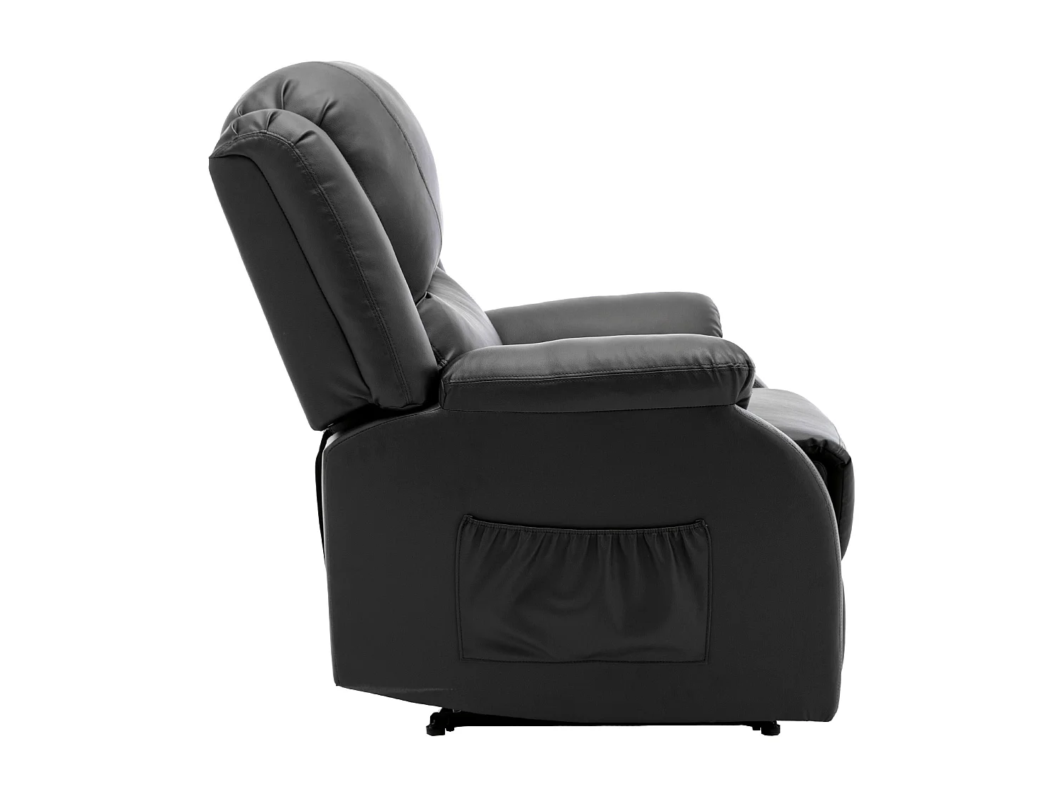 Fauteuil réglable en PU - Dossier réglable - Accoudoirs rembourrés - Repose-pieds et poches latérales - Noir