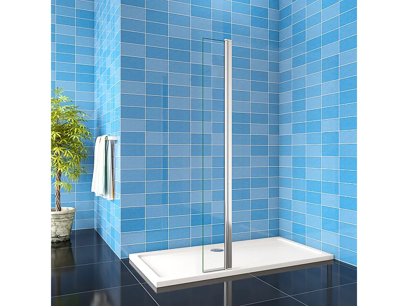 Paretina mobile per Walk In da 30 cm Altezza 200 cm Vetro Temperato Trasparente da 8 mm Anticalcare Telaio Cromato Lucido