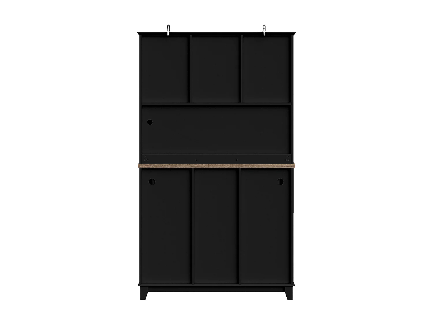 Keukendressoir met ledverlichting, 3 lades en 4 deuren - verstelbare planken - Zwart en hout