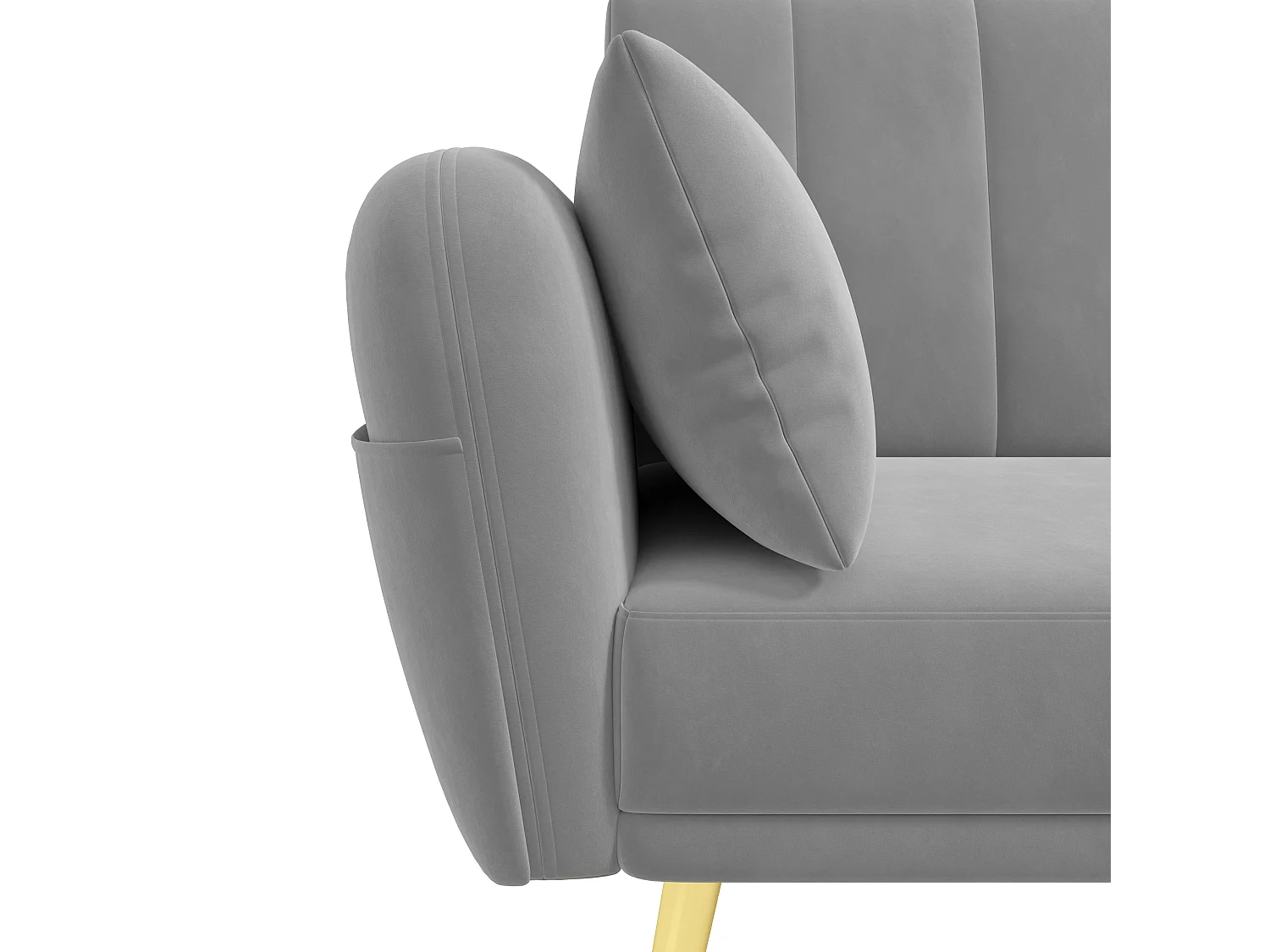 Modernes Ecksofa in L-Form - 3 Plätze - klappbare Rückenlehne - Samt - Grau