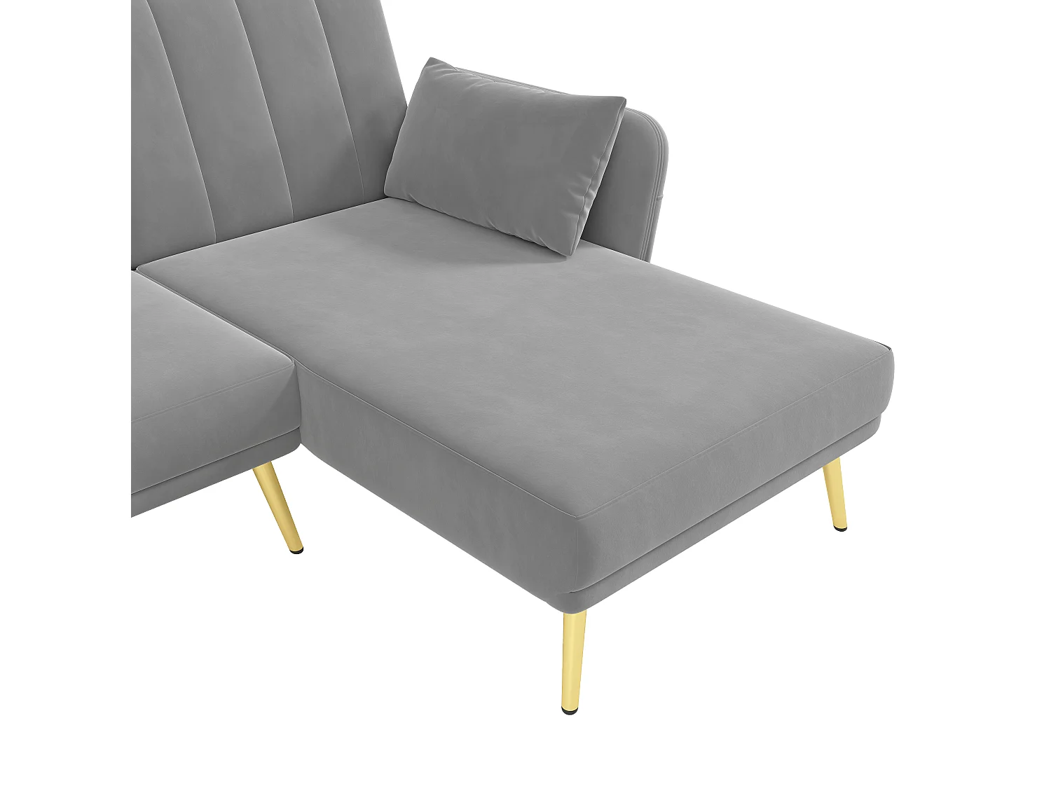 Modernes Ecksofa in L-Form - 3 Plätze - klappbare Rückenlehne - Samt - Grau