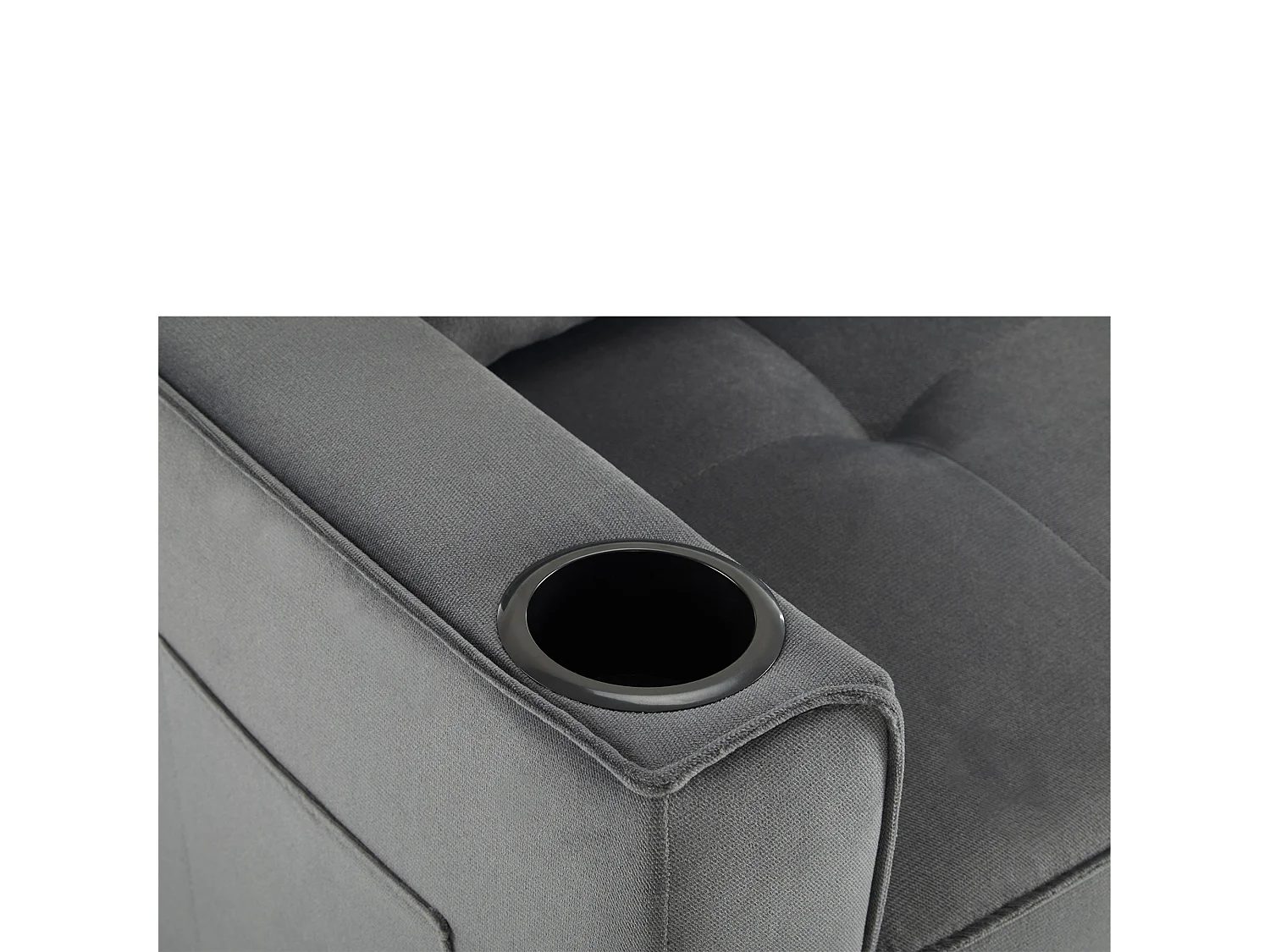 Canapé 2 places convertible avec fonction couchage - Tissu velours- Gris