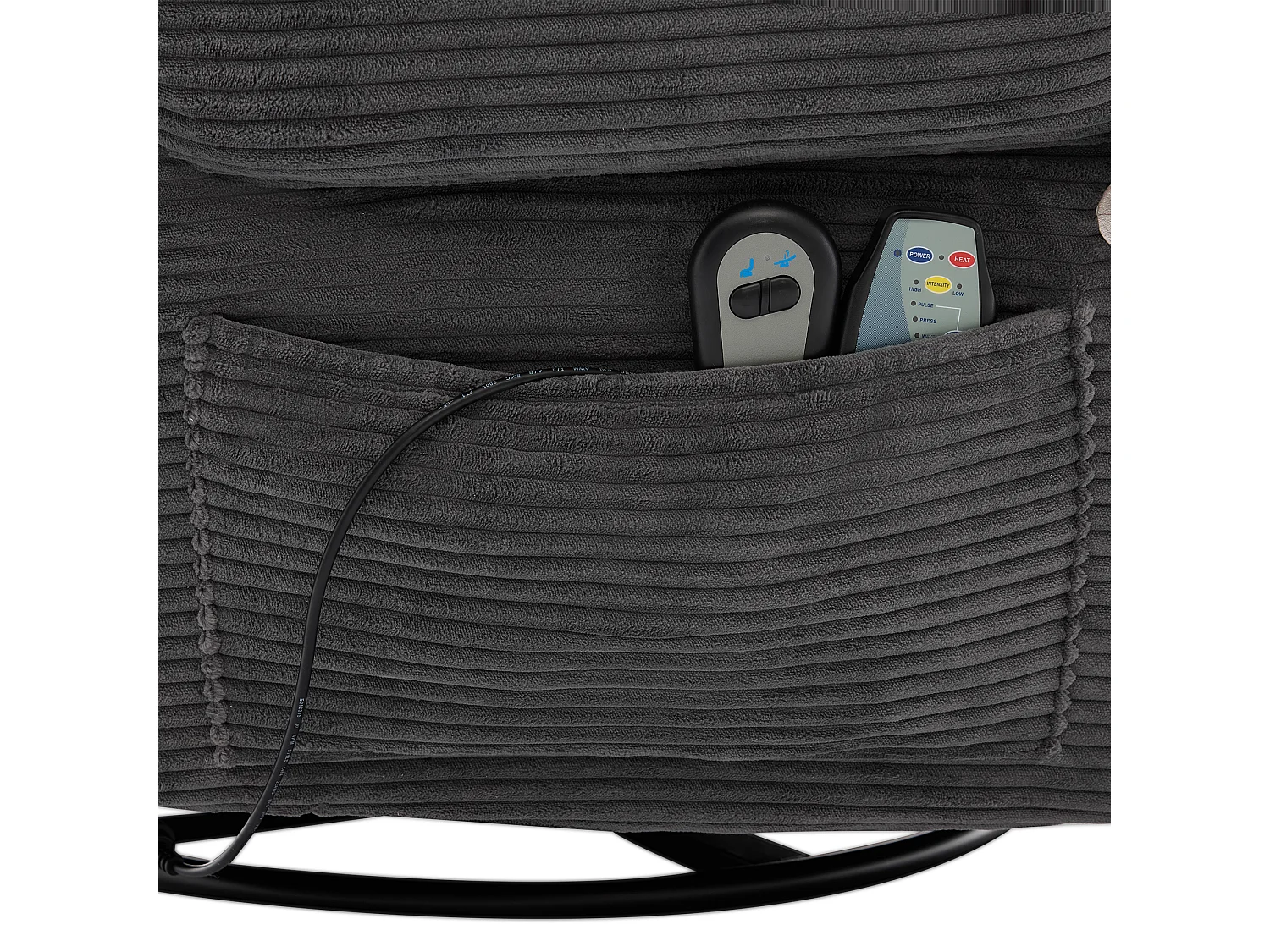 Fauteuil relax électrique en velours côtelé gris - Fonction massage et chauffage , USB