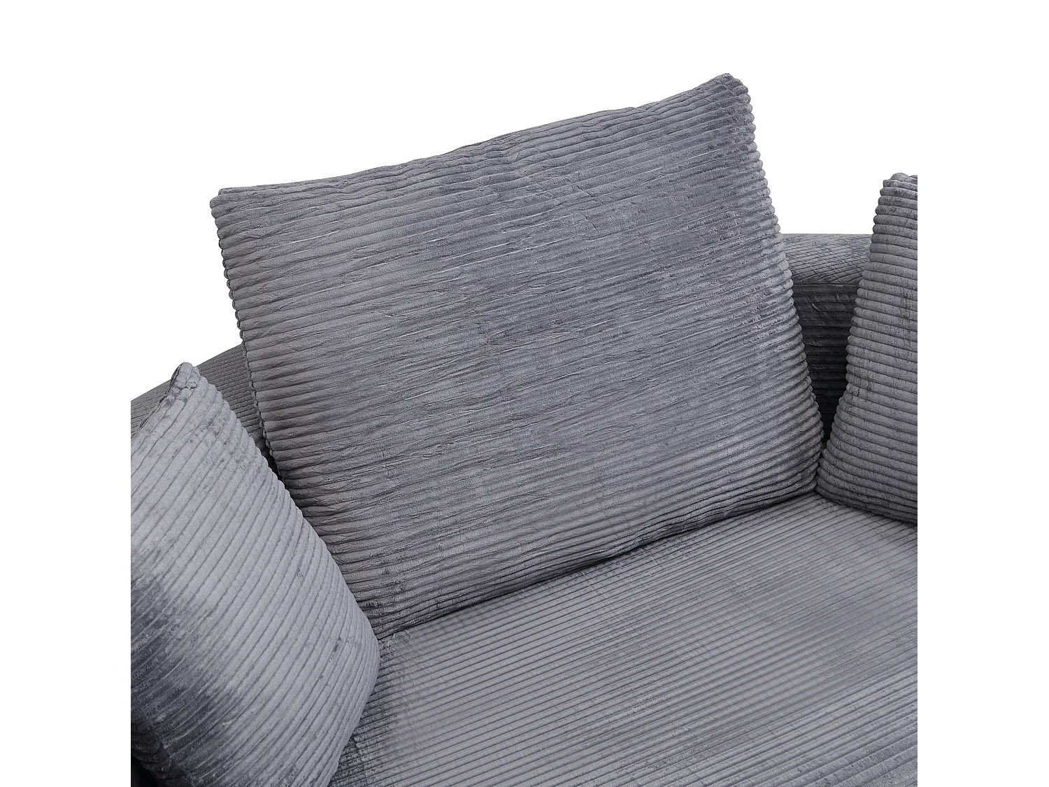 Canapé rond pliable 173x176x40cm - avec coussin - tissu en velours côtelé - gris