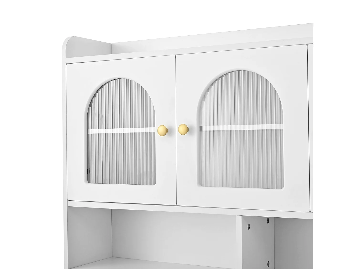 Buffet de cuisine moderne 140x40x190cm - avec des étagères ouvertes - avec 3 tiroirs et 5 portes - Blanc