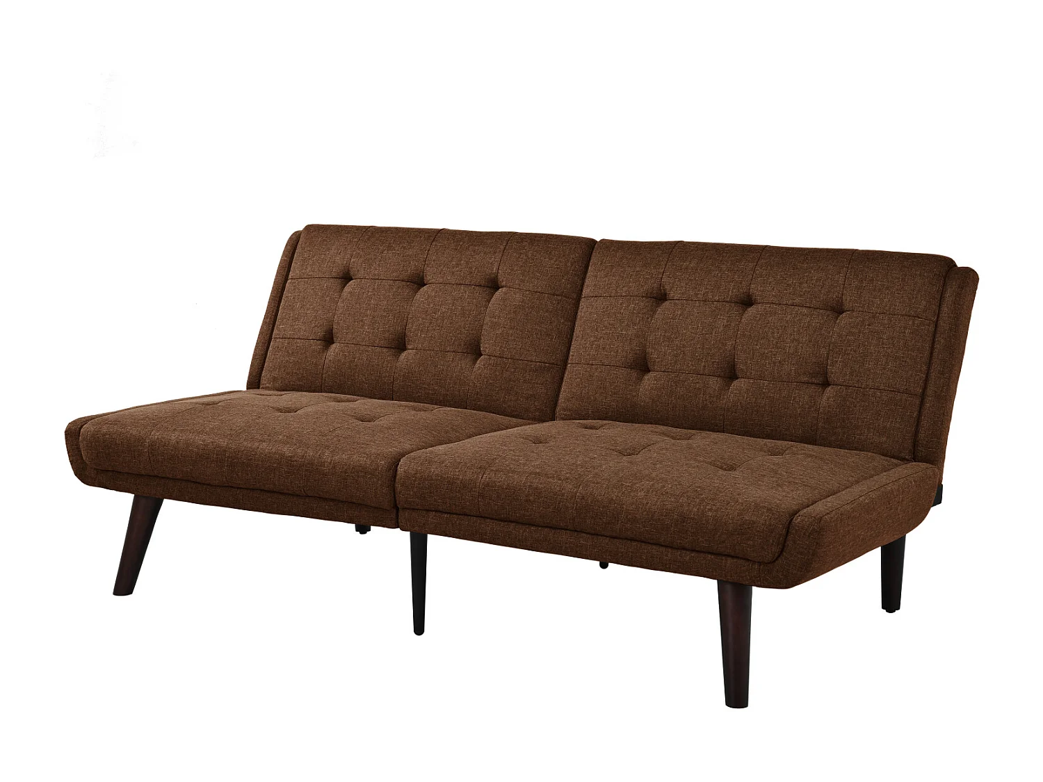 Canapé 2 places convertible express -Dossier inclinable 5 positions - Tissu lin marron