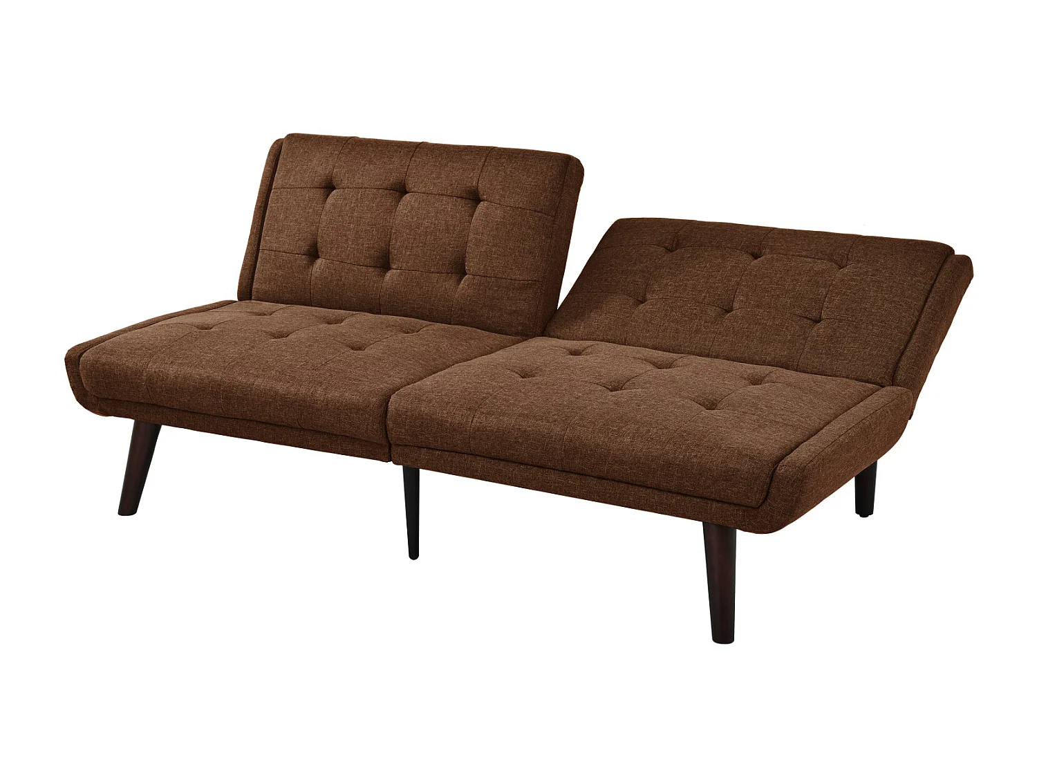 Canapé 2 places convertible express -Dossier inclinable 5 positions - Tissu lin marron