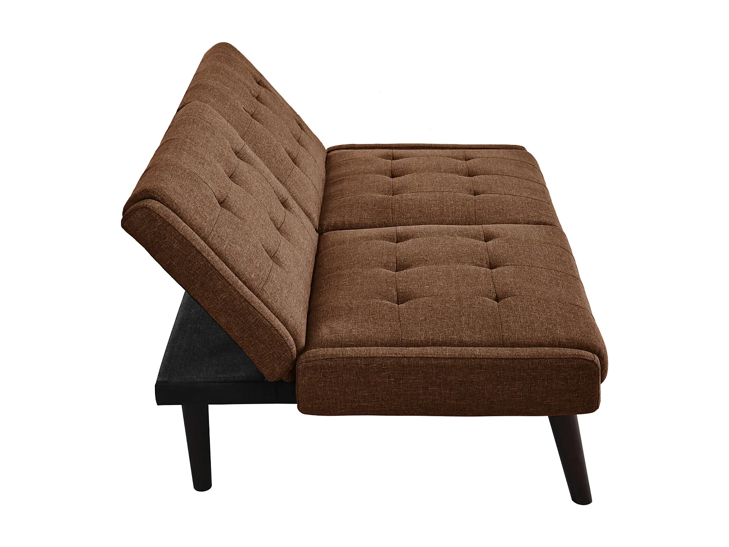 Canapé 2 places convertible express -Dossier inclinable 5 positions - Tissu lin marron