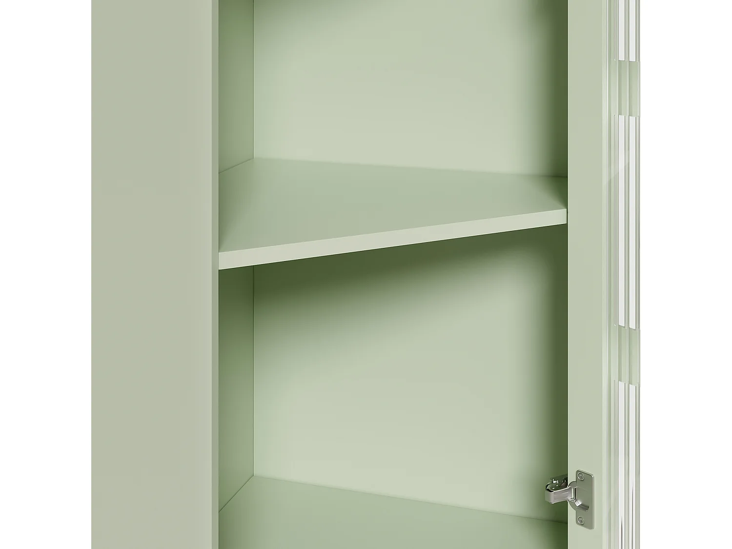 Vetrina angolare verde con illuminazione a LED e 2 ante in vetro - Legno MDF