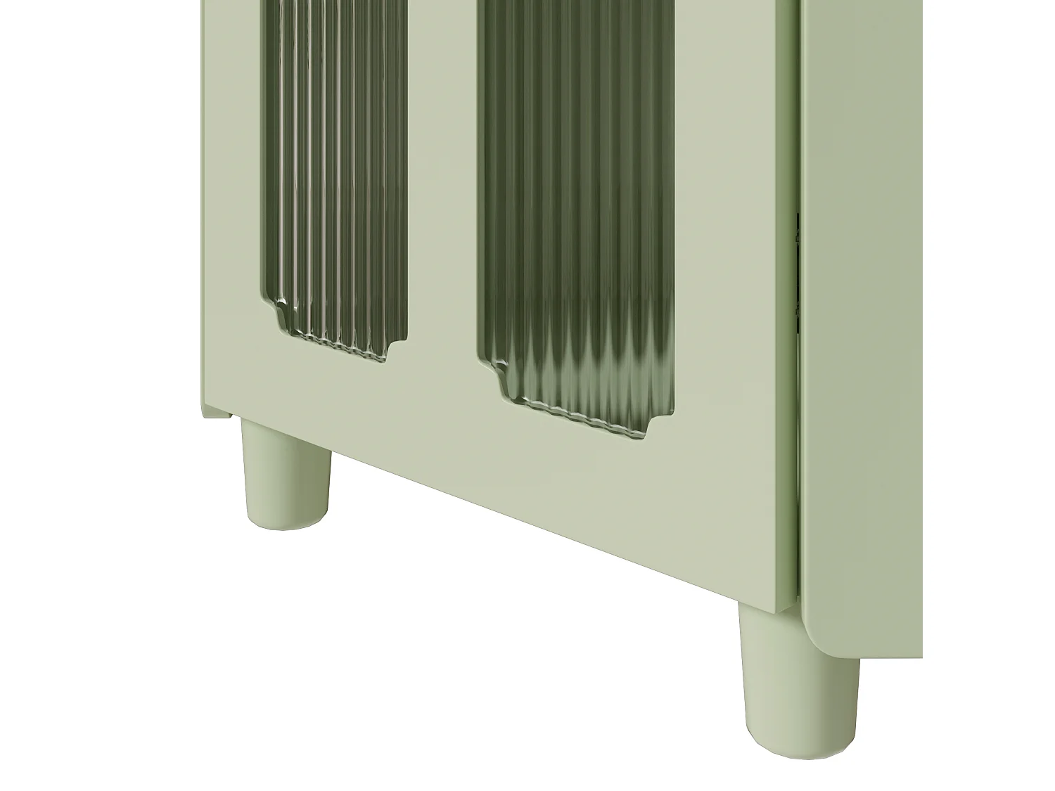 Vetrina angolare verde con illuminazione a LED e 2 ante in vetro - Legno MDF