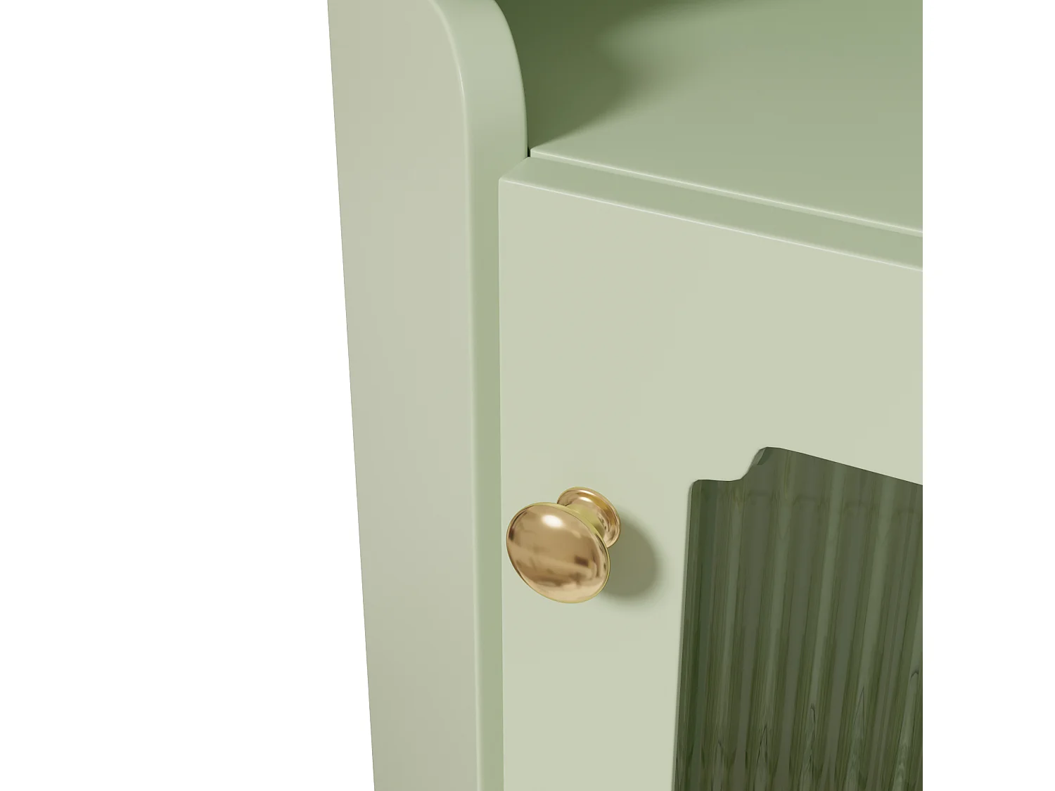 Vetrina angolare verde con illuminazione a LED e 2 ante in vetro - Legno MDF