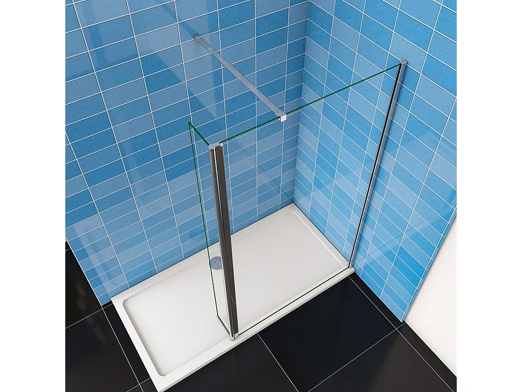 Walk In 190 cm Parete Doccia con Paretina Mobile 30 cm in Vetro 8 mm Temperato Anticalcare 100 cm Barra Stabilizzatrice da 90 cm