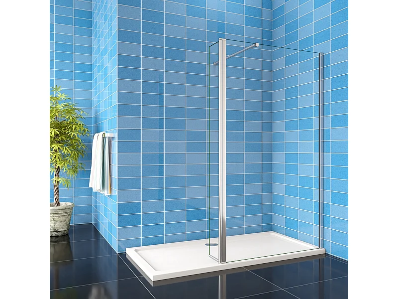 Walk In 190 cm Parete Doccia con Paretina Mobile 30 cm in Vetro 8 mm Temperato Anticalcare 100 cm Barra Stabilizzatrice da 90 cm