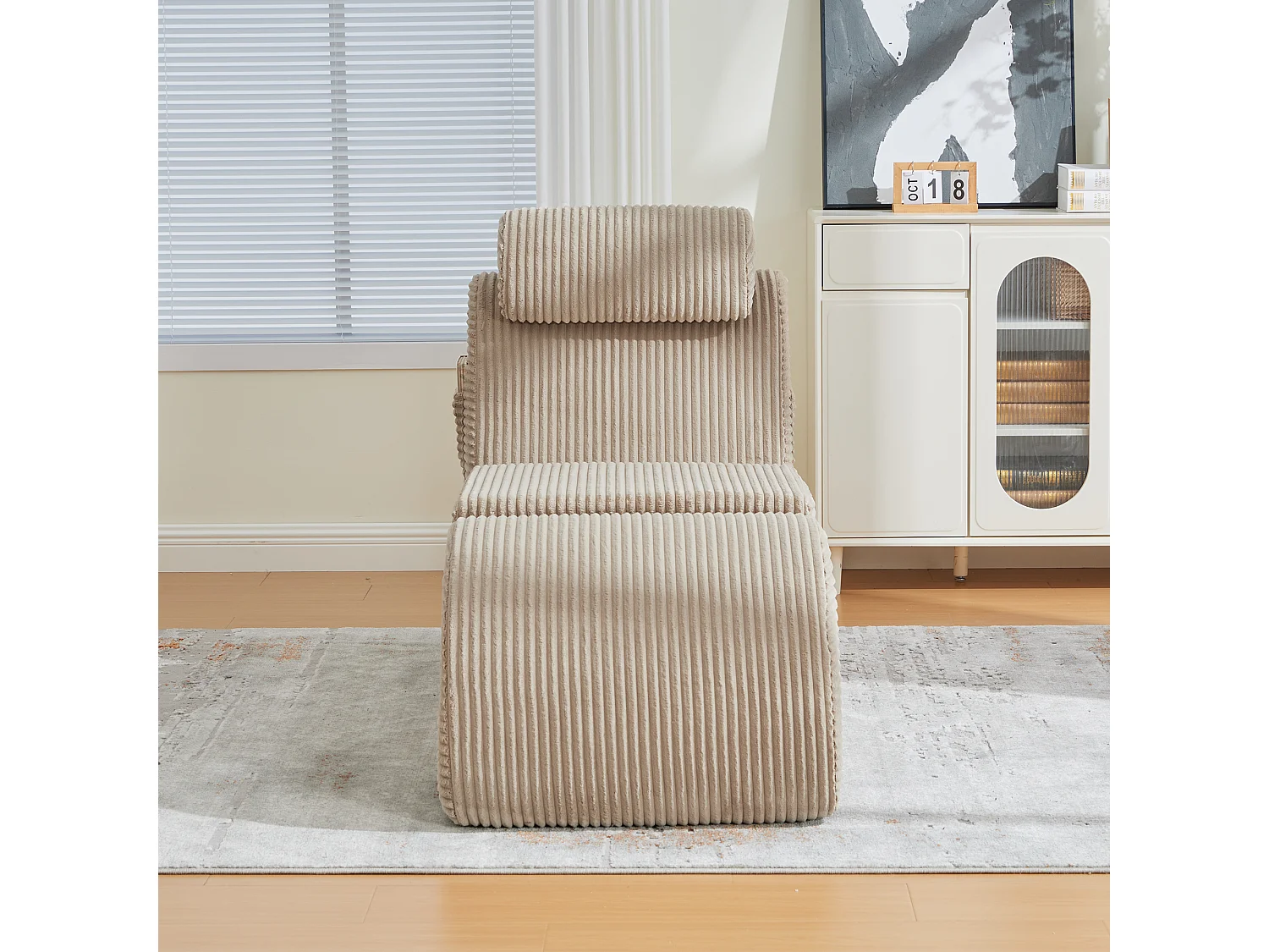 Canapé moderne au design unique et ergonomique - 160 x 66 x 90 cm - avec coussin d'assise amovible - velours - kaki