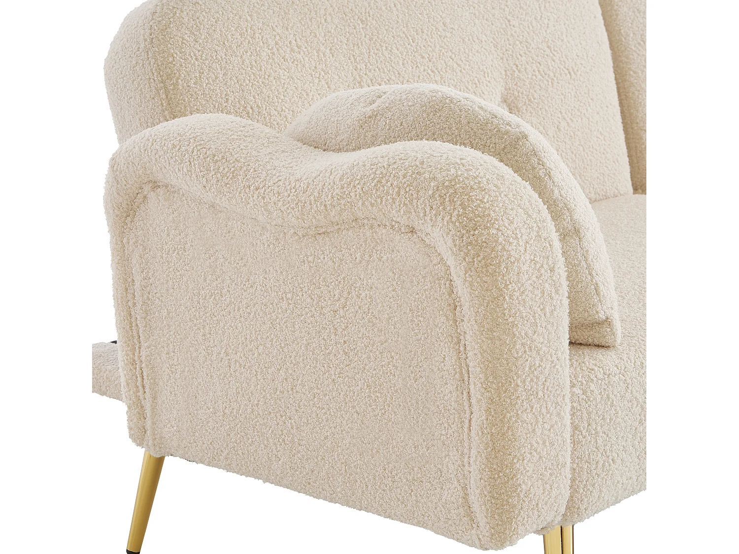 Canapé 2 places - Dossier réglable - Pieds en métal plaqué or - Beige