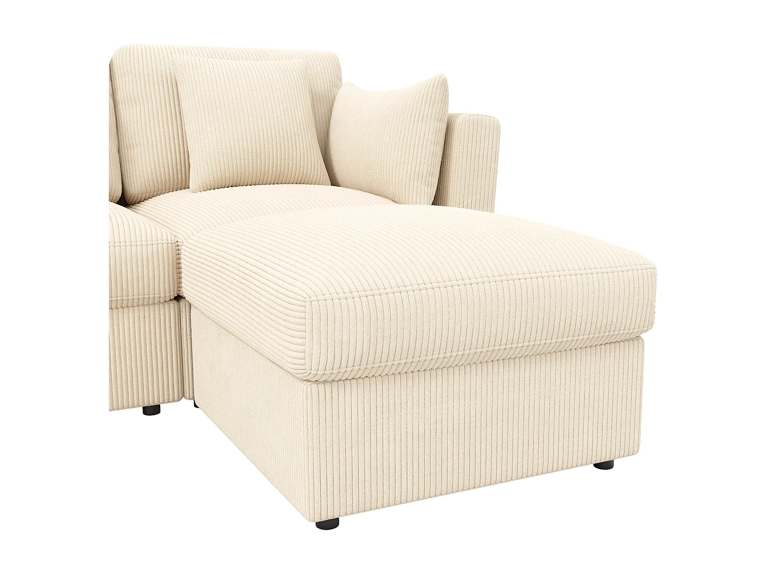 Canapé d'angle en forme de U - 6 places - avec accoudoirs réglables - avec repose-pieds amovible - Velours côtelé - beige