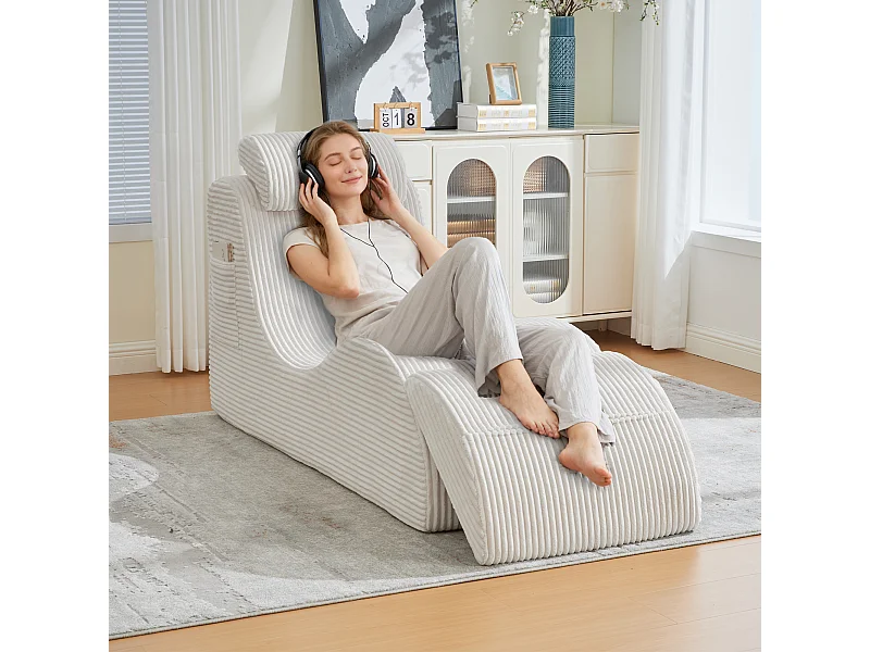 Modernes Sofa mit einzigartigem, ergonomischem Design – 160 x 66 x 90 cm – mit abnehmbarem Sitzkissen – Samt – beige