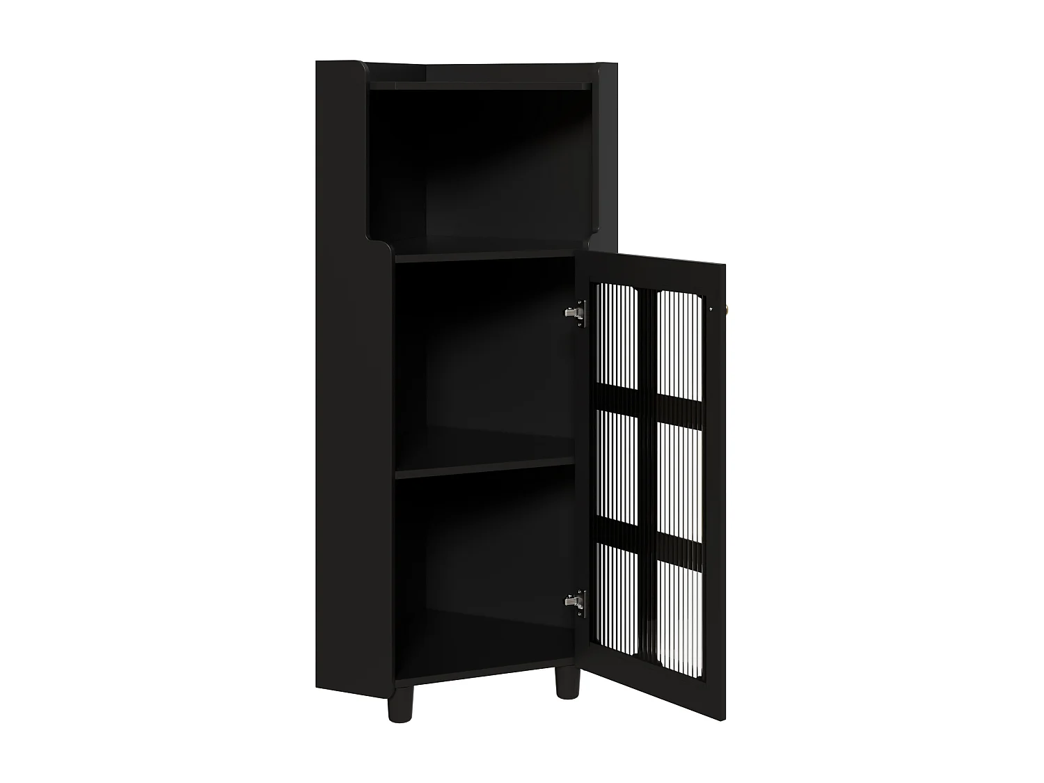 Vetrina angolare nera - Con illuminazione a LED e 2 ante in vetro