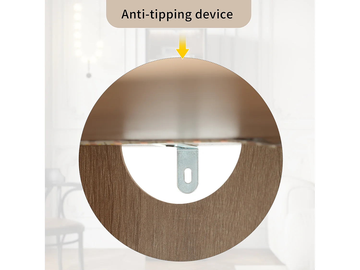 Vitrine avec bande LED, porte en verre et tiroir - Naturel clair