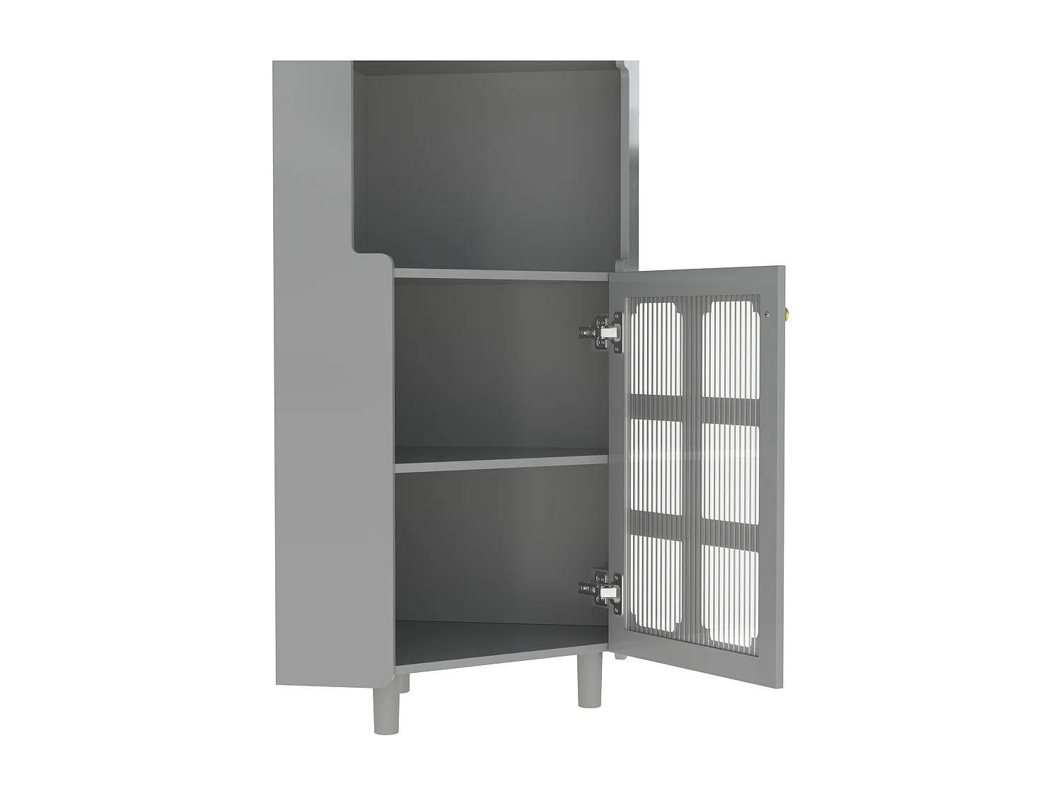 Badezimmer-Ecksäule - mit LED-Beleuchtung - mit 2 Türen - mit 4 Regalböden - mit offenen Regalen - grau