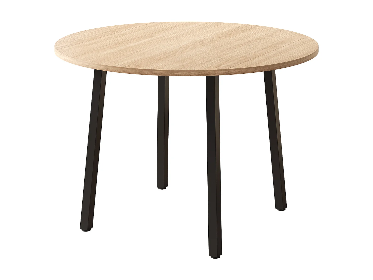 Table de salle à manger ronde pliable 100x100x75cm - Idéal pour 2 à 4 personnes - Pieds en métal - MDF - Naturel