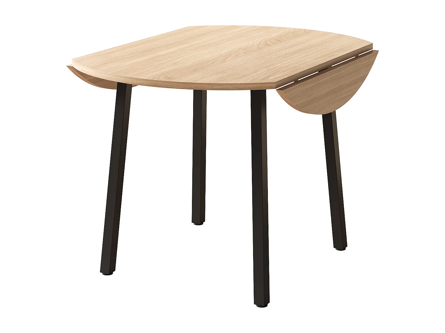 Table de salle à manger ronde pliable 100x100x75cm - Idéal pour 2 à 4 personnes - Pieds en métal - MDF - Naturel
