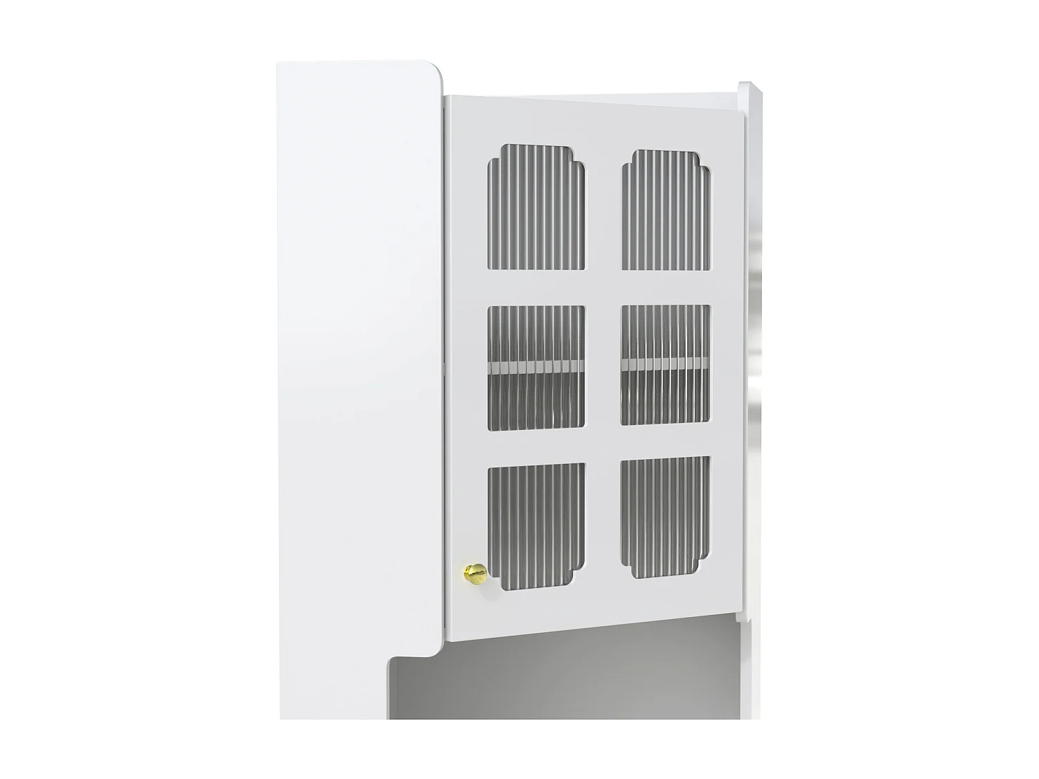 Badezimmer-Ecksäule - mit LED-Beleuchtung - mit 2 Türen - mit 4 Regalböden - mit offenen Regalen - weiß