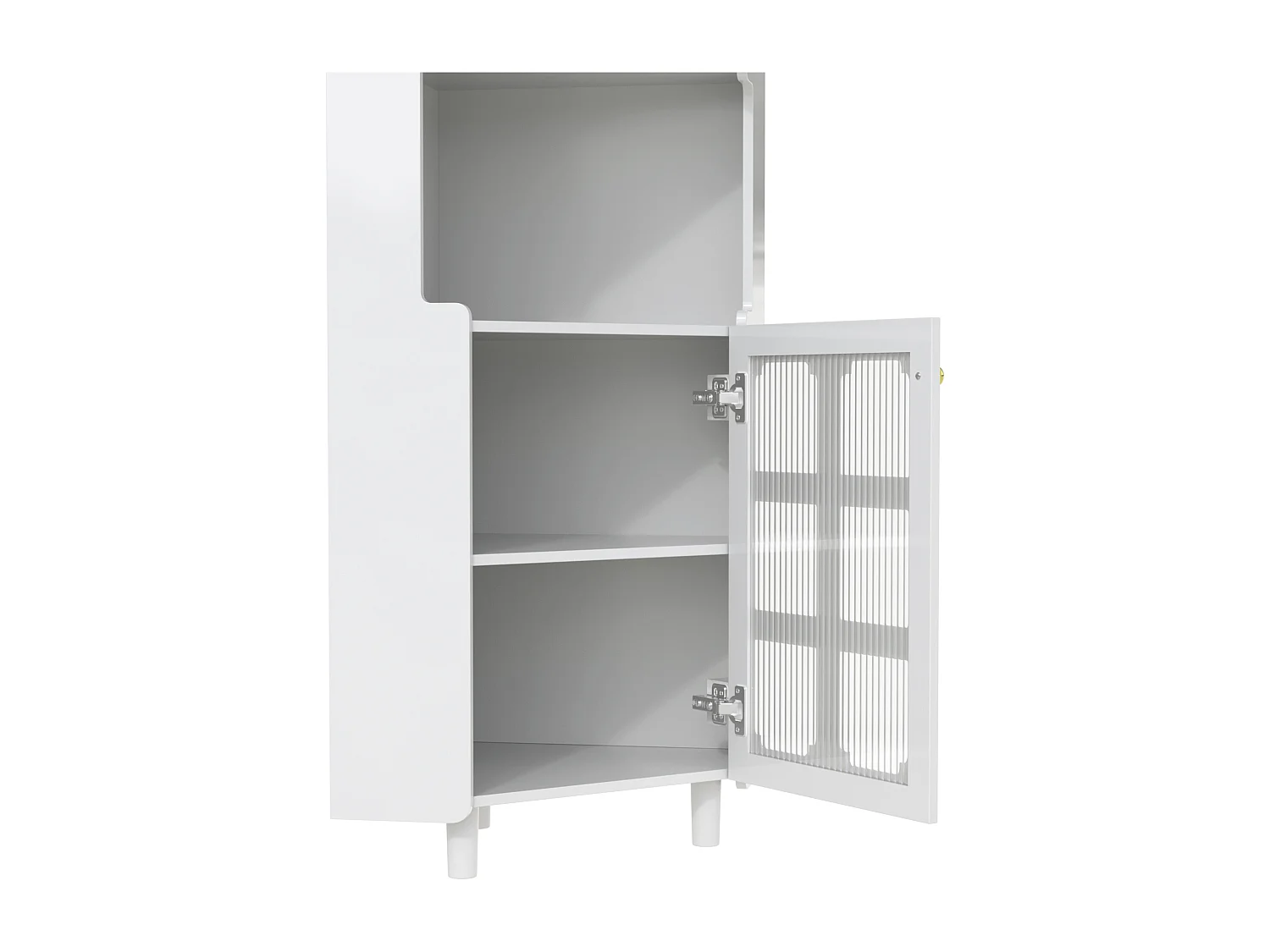 Badezimmer-Ecksäule - mit LED-Beleuchtung - mit 2 Türen - mit 4 Regalböden - mit offenen Regalen - weiß