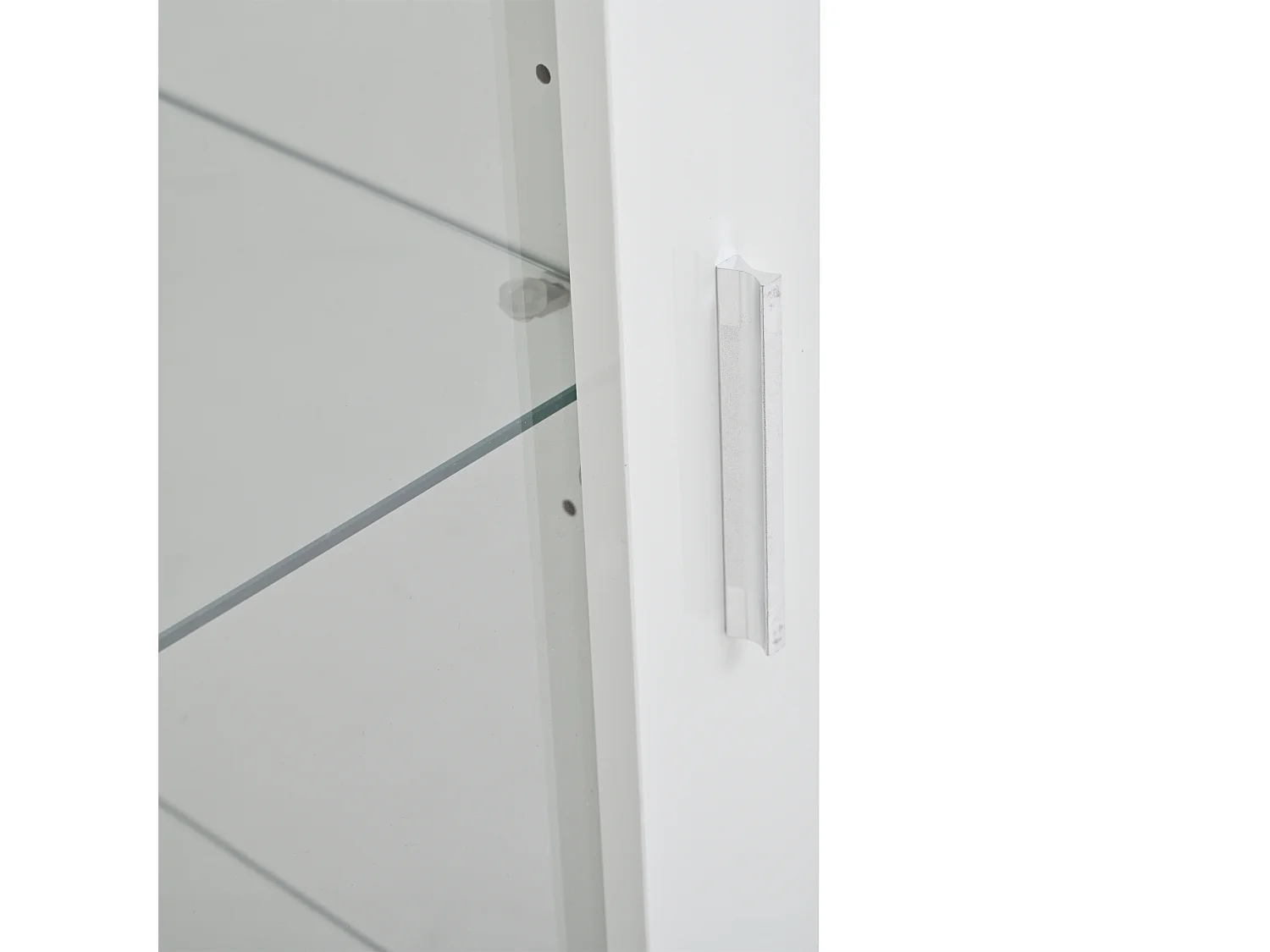 Hochglänzende lackierte Vitrine 50x40x160 cm - mit LED-Beleuchtung - Tür aus Acrylglas+1 Schublade - Glasregalböden - Spanplatten - Weiß