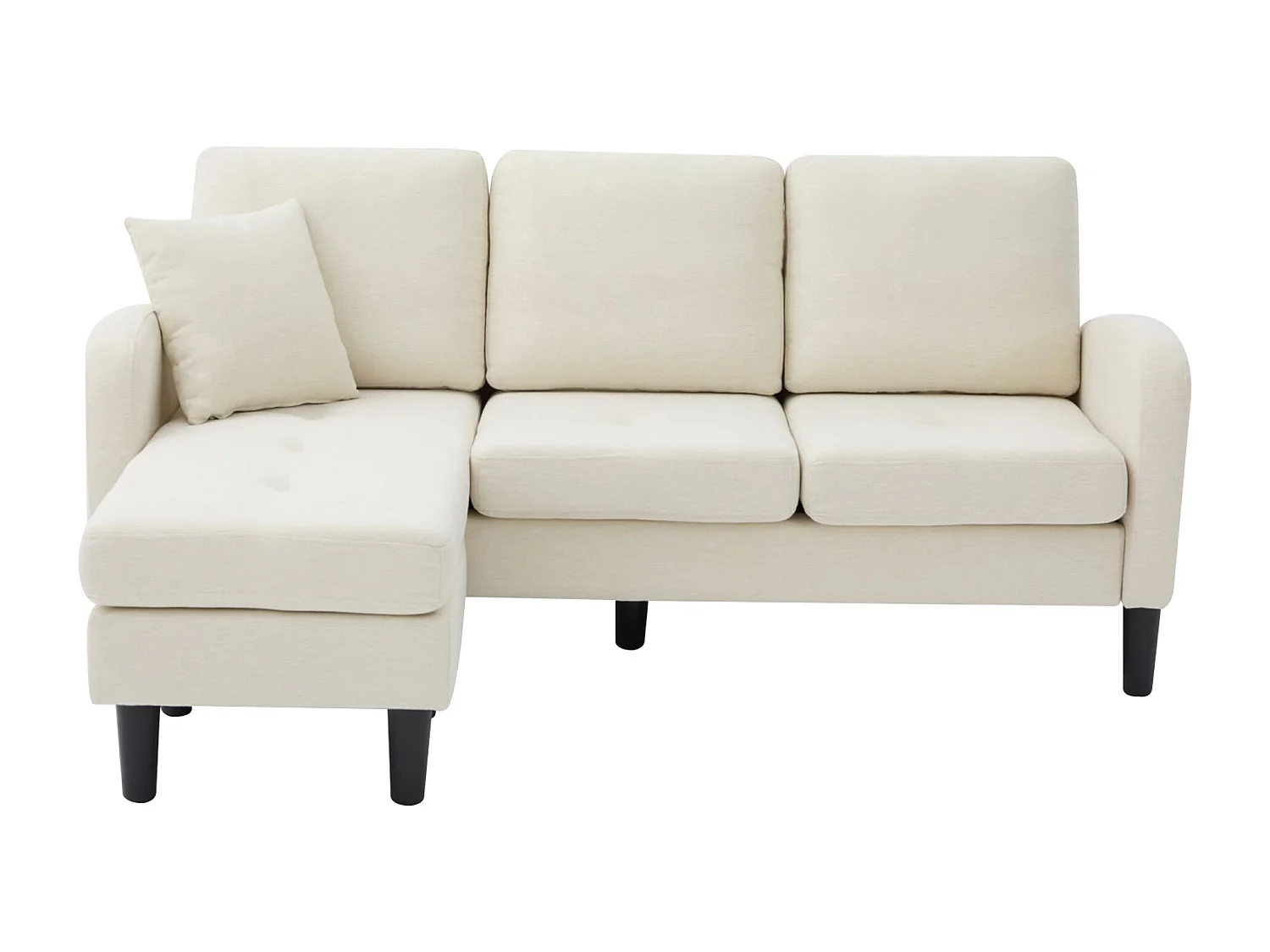 Canapé d'angle avec méridienne - 3 places - tissu en coton et lin - Beige clair