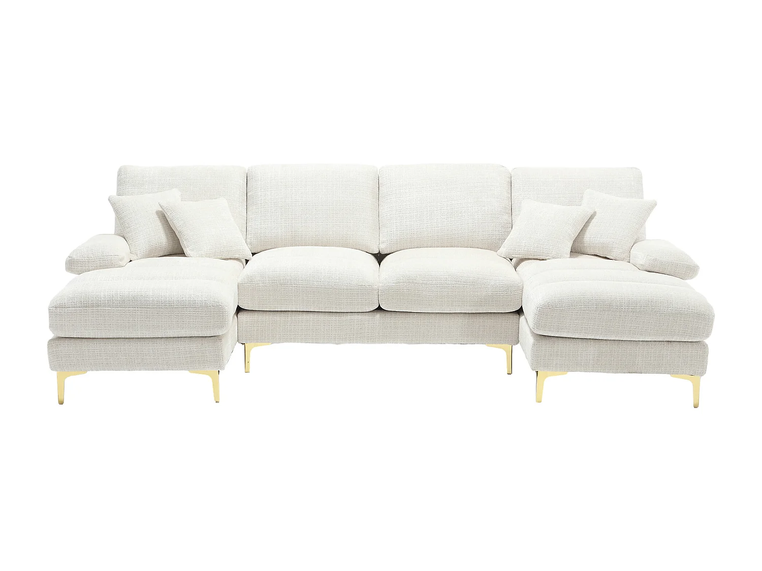 Canapé d'angle en forme de U en chenille - Fauteuil inclinable double - Beige