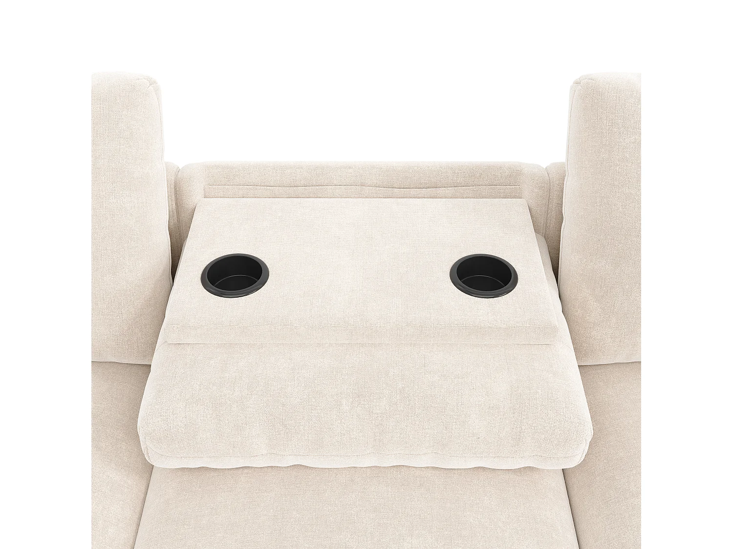 Sofá de canto em formato L com 4 lugares, com entradas USB e Type-C e espaço para arrumação - Tecido chenille bege