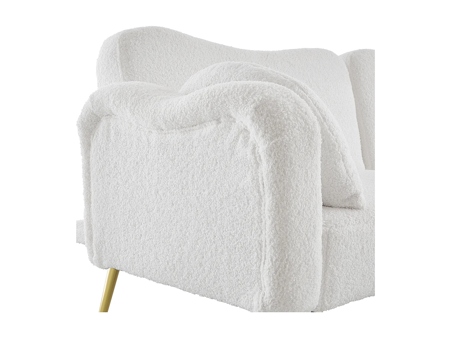 Canapé 2 places - Dossier réglable - Pieds en métal plaqué or - Blanc